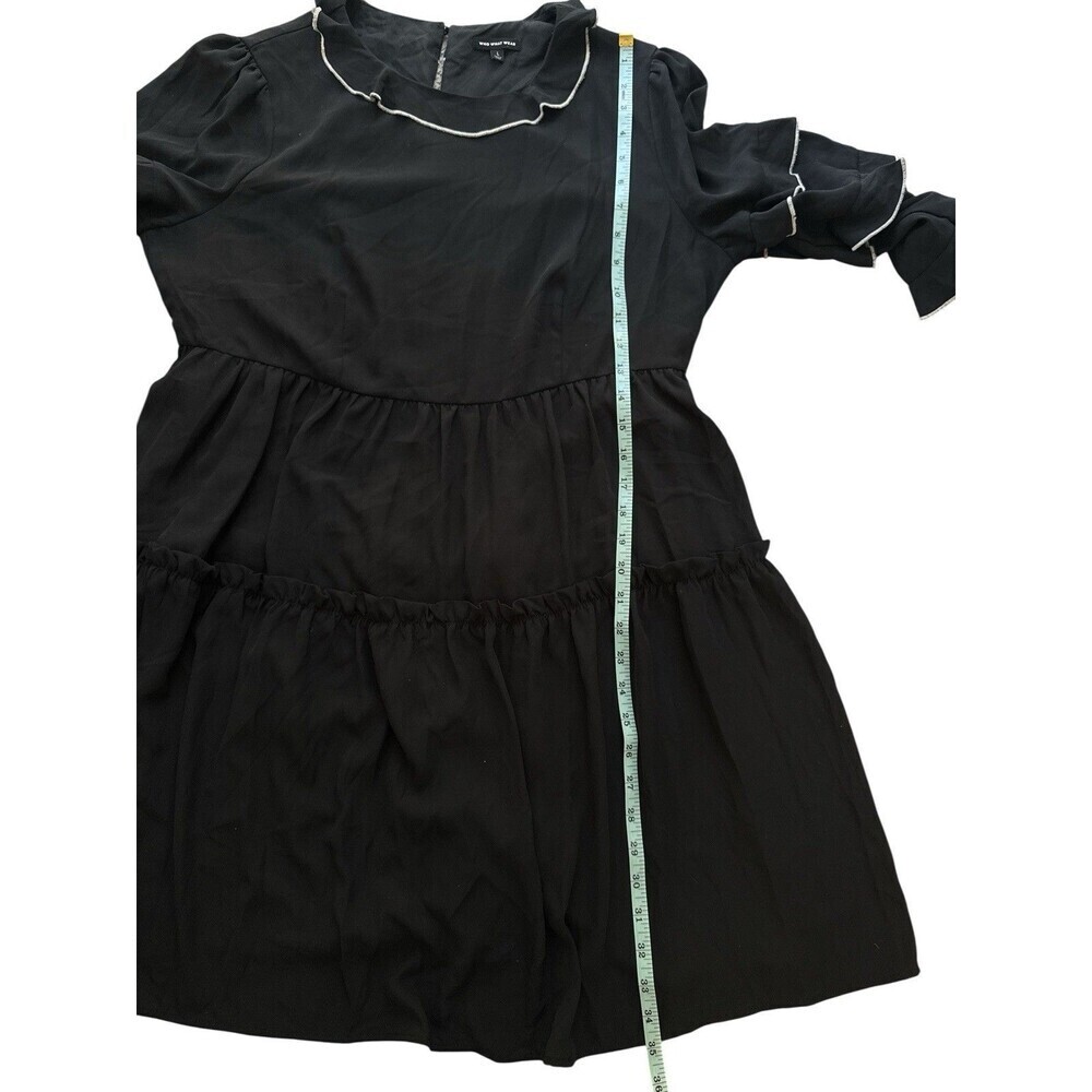 Black Tiered Ruffle Dress L Who What Wear Fairy Grunge Romantic Coastal Cowgirl - Picture 7 of 8